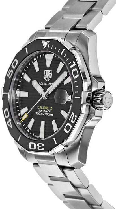 Tag Heuer Aquaracer Automatic 41mm Black Dial Silver Steel Strap Watch for Men - WAY211A.BA0928 Watches Tag Heuer   