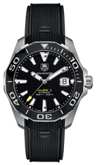 Tag Heuer Aquaracer Calibre 5 Automatic 41mm Black Dial Black Rubber Strap Watch for Men -  WAY211A.FT6151 Watches Tag Heuer   