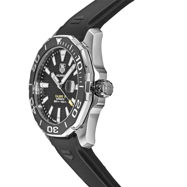 Tag Heuer Aquaracer Calibre 5 Automatic Black Dial Black Rubber Strap Watch for Men - WAY201A.FT6142 Watches Tag Heuer   