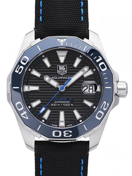 Tag Heuer Aquaracer Calibre 5 Automatic Black Dial Black Nylon Strap Watch for Men - WAY211B.FC6363 Watches Tag Heuer   