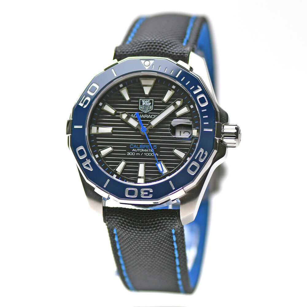 Tag Heuer Aquaracer Calibre 5 Automatic Black Dial Black Nylon Strap Watch for Men - WAY211B.FC6363 Watches Tag Heuer   