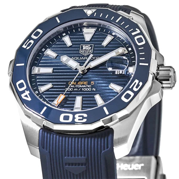 Tag Heuer Aquaracer Calibre 5 Blue Dial Blue Silicone Strap Watch for Men -  WAY211C.FT6155 Watches Tag Heuer   