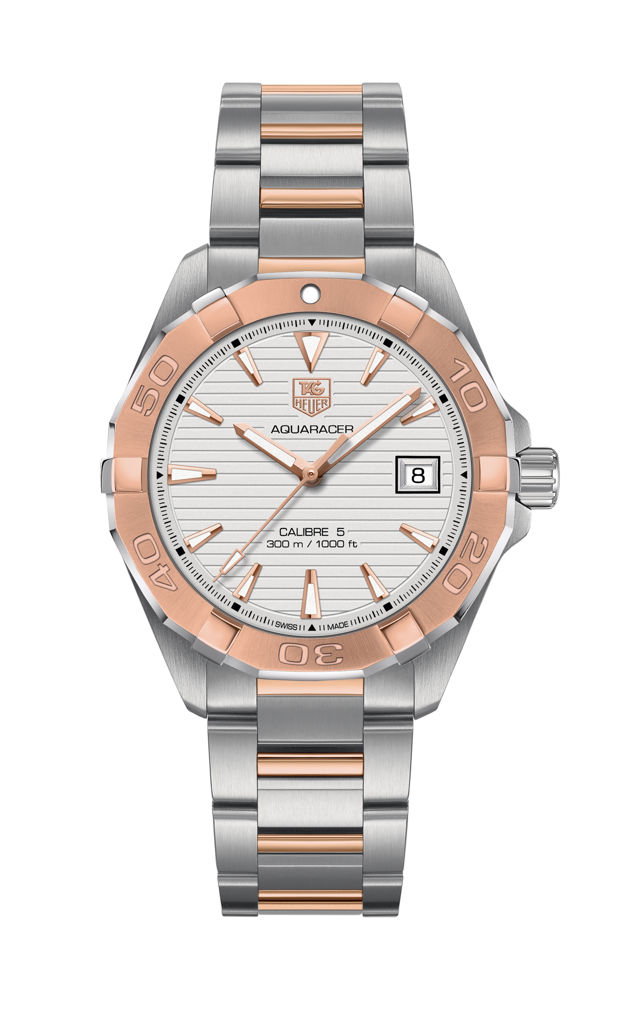 Tag Heuer Aquaracer 41mm Quartz White Dial Silver Strap Watch for Men - WAY1150.BD0911 Watches Tag Heuer   