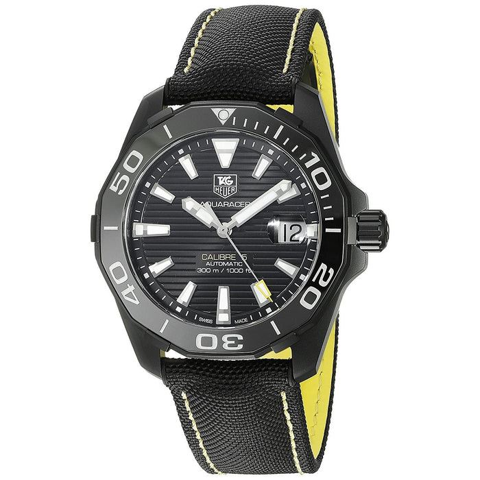 Tag Heuer Aquaracer Calibre 5 Automatic 41mm Black Dial Black Nylon Strap Watch for Men - WAY218A.FC6362 Watches Tag Heuer   