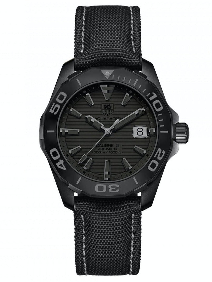 Tag Heuer Aquaracer 300 Swiss Limited Edition Black Dial Black Nylon Strap Watch for Men - WAY218B.FC6364 Watches Tag Heuer   