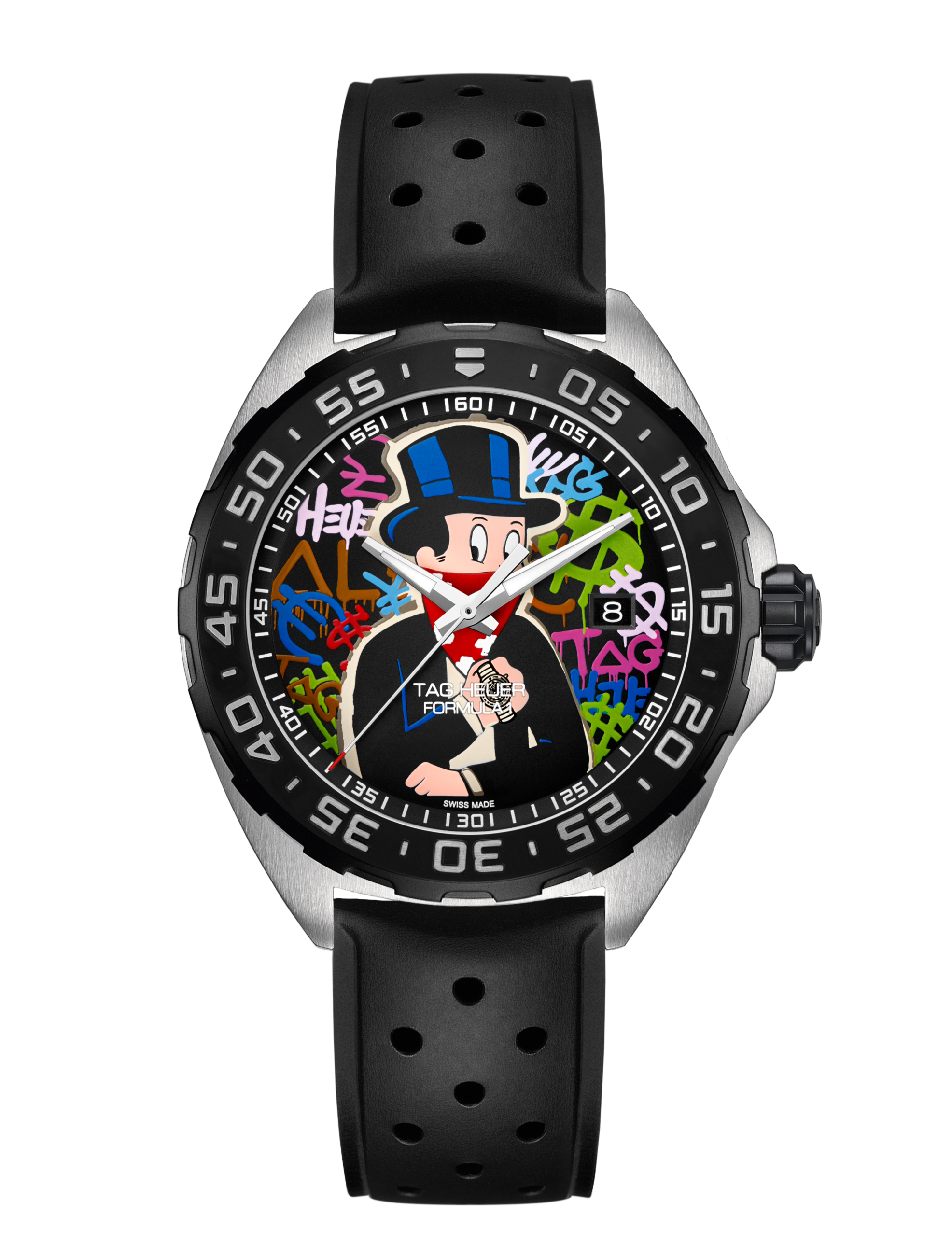 Tag Heuer Formula 1 Alec Monopoly Special Edition Black Rubber Strap Watch for Men - WAZ1117.FT8023 Watches Tag Heuer   