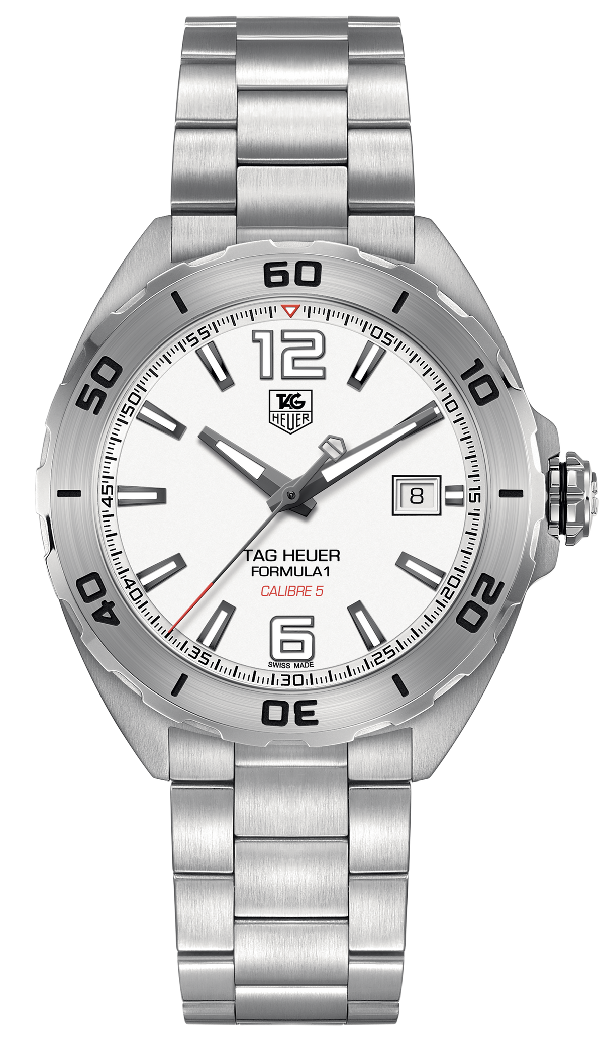 Tag Heuer Formula 1 Calibre 5 Automatic White Dial Silver Steel Strap Watch for Men - WAZ2114.BA0875 Watches Tag Heuer   