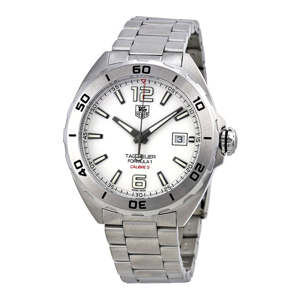 Tag Heuer Formula 1 Calibre 5 Automatic White Dial Silver Steel Strap Watch for Men - WAZ2114.BA0875 Watches Tag Heuer   