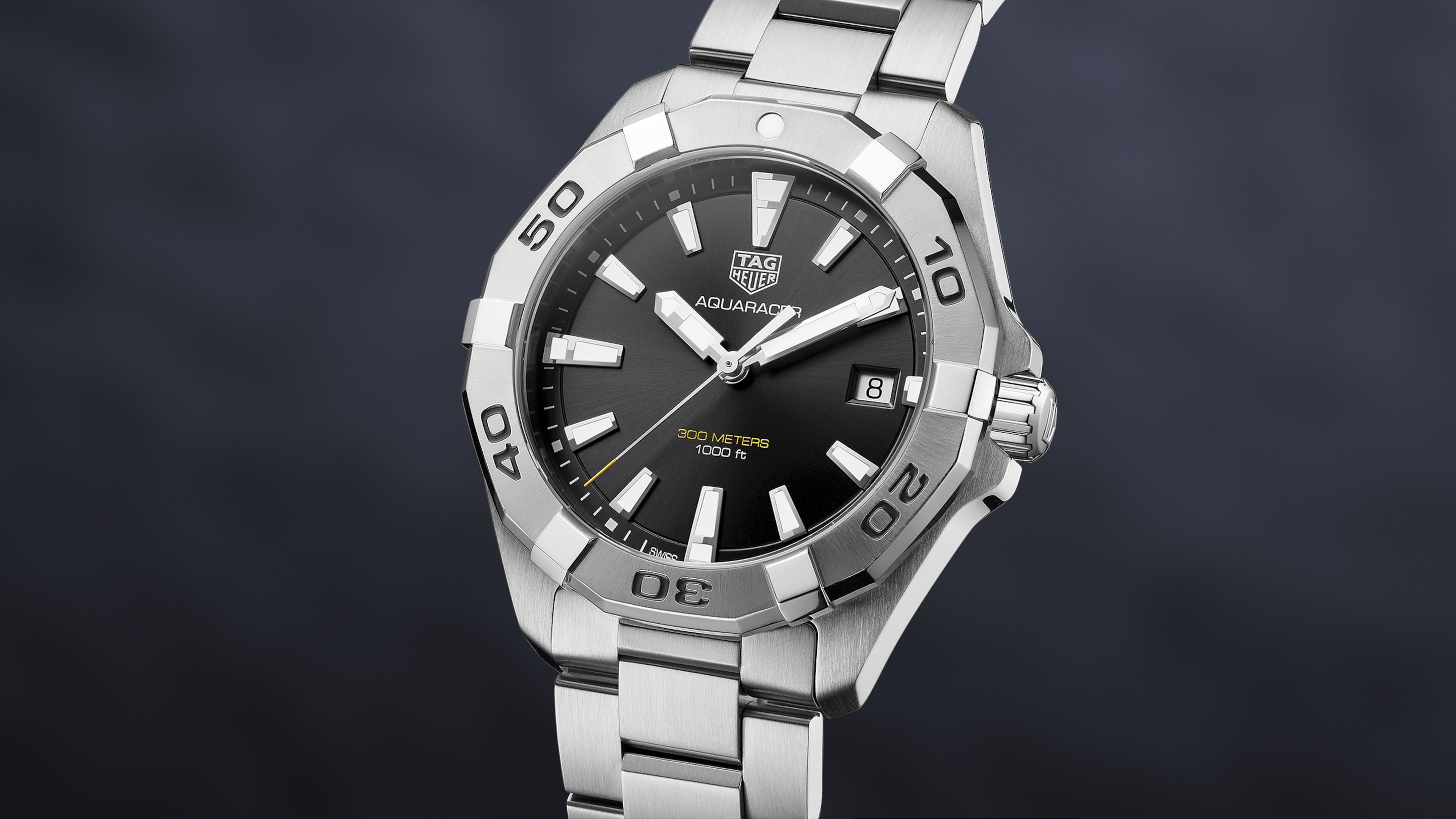 Tag Heuer Aquaracer Black Dial Silver Steel Strap Watch for Men - WBD1110.BA0928 Watches Tag Heuer   