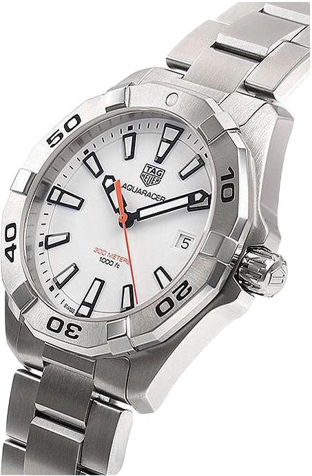 Tag Heuer Aquaracer Quartz 41mm White Dial Silver Steel Strap Watch for Men - WBD1111.BA0928 Watches Tag Heuer   