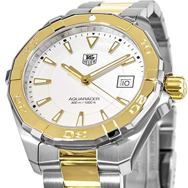 Tag Heuer Aquaracer 41mm Quartz White Dial Two Tone Steel Strap Watch for Men - WAY1120.BB0930 Watches Tag Heuer   