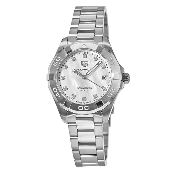 Tag Heuer Aquaracer 32mm White Mother of Pearl Dial Silver Steel Strap Watch for Women - WBD1314.BA0740 Watches Tag Heuer   