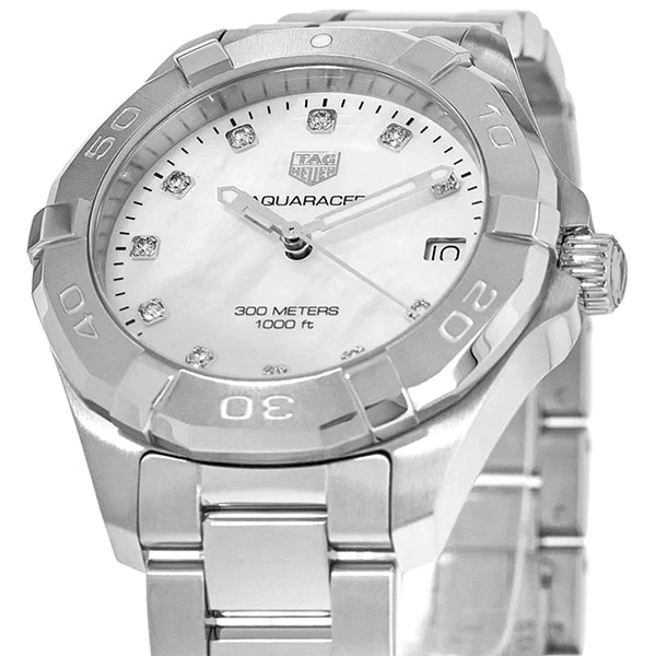 Tag Heuer Aquaracer 32mm White Mother of Pearl Dial Silver Steel Strap Watch for Women - WBD1314.BA0740 Watches Tag Heuer   