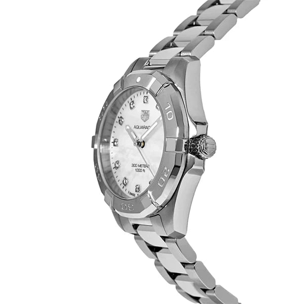 Tag Heuer Aquaracer 32mm White Mother of Pearl Dial Silver Steel Strap Watch for Women - WBD1314.BA0740 Watches Tag Heuer   