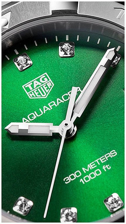 Tag Heuer Aquaracer Quartz 32mm Emerald Green Dial Silver Steel Strap Watch for Women - WBD1316.BA0740 Watches Tag Heuer   