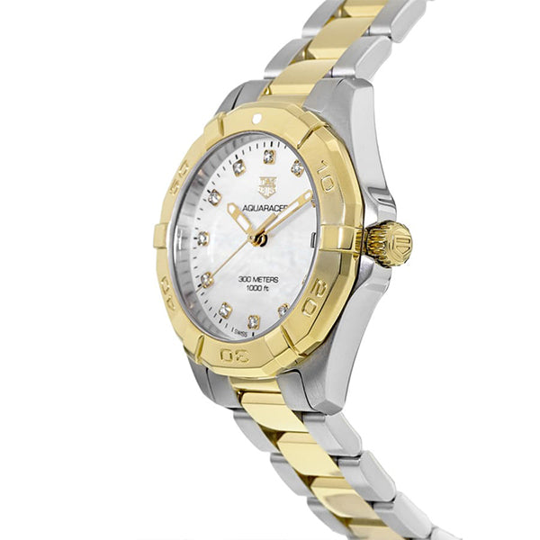 Tag Heuer Aquaracer Quartz 32mm White Mother of Pearl Dial Two Tone Steel Strap Watch for Women - WBD1322.BB0320 Watches Tag Heuer   