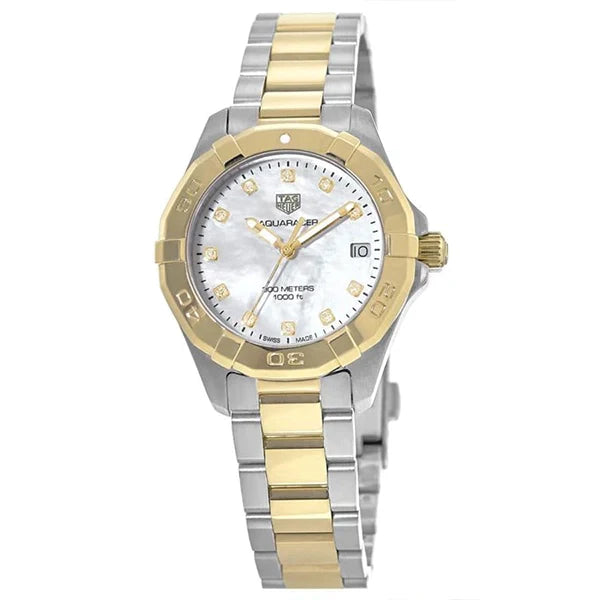 Tag Heuer Aquaracer Quartz 32mm White Mother of Pearl Dial Two Tone Steel Strap Watch for Women - WBD1322.BB0320 Watches Tag Heuer   