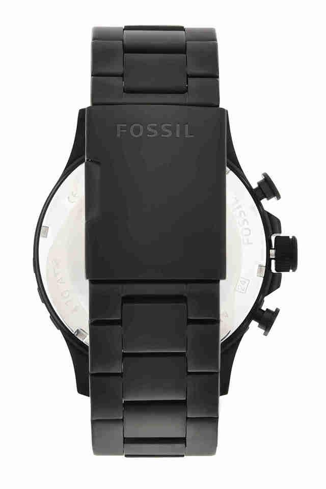 Fossil Nate Chrongraph Black Ion Plated Black Dial Black Steel Strap Watch for Men - JR1356 Watches Fossil   