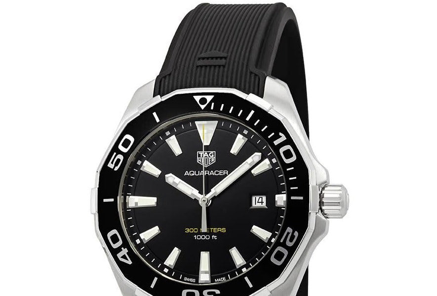 Tag Heuer Aquaracer 40mm Quartz Black Dial Black Rubber Strap Watch for Men -  WAY101A.FT6141 Watches Tag Heuer   