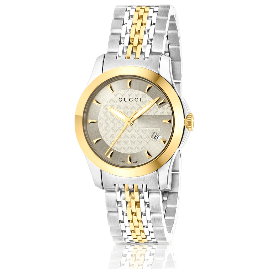 Gucci G Timeless Silver Dial Two Tone Steel Strap Watch For Women - YA126511 Watches Gucci   