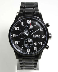 Hugo Boss Chronograph Black Dial Black Steel Strap Watch for Men - 1513180 Watches Hugo Boss   