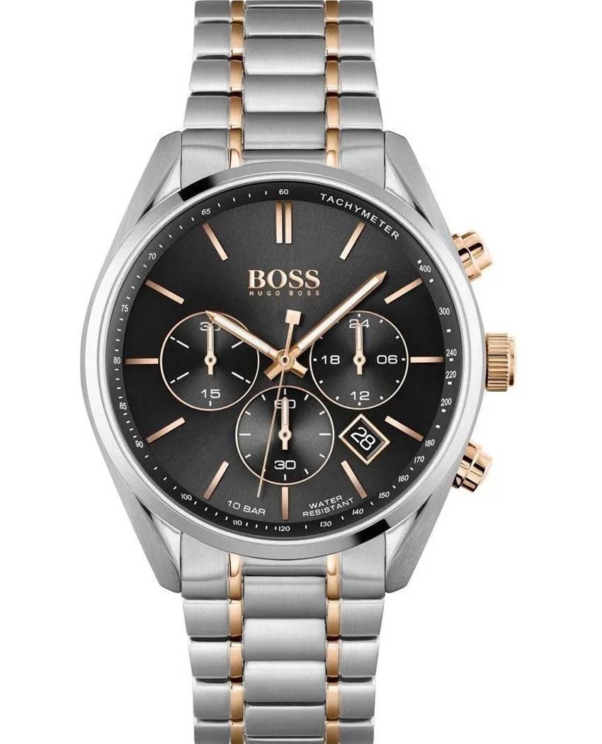 Hugo Boss Champion Black Dial Two Tone Steel Strap Watch for Men - 1513819 Watches Hugo Boss   