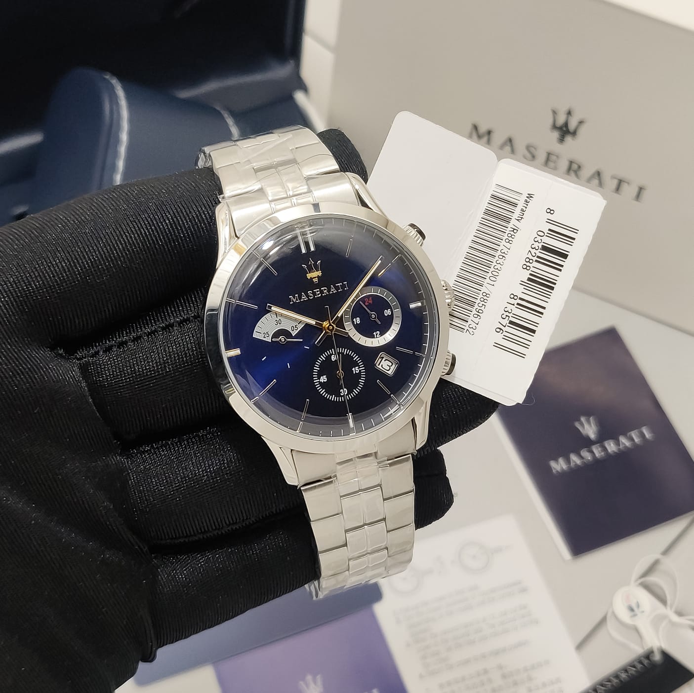 Maserati Ricordo Chronograph Blue Dial Stainless Steel 42mm Watch For Men - R8873633001 Watches Maserati   