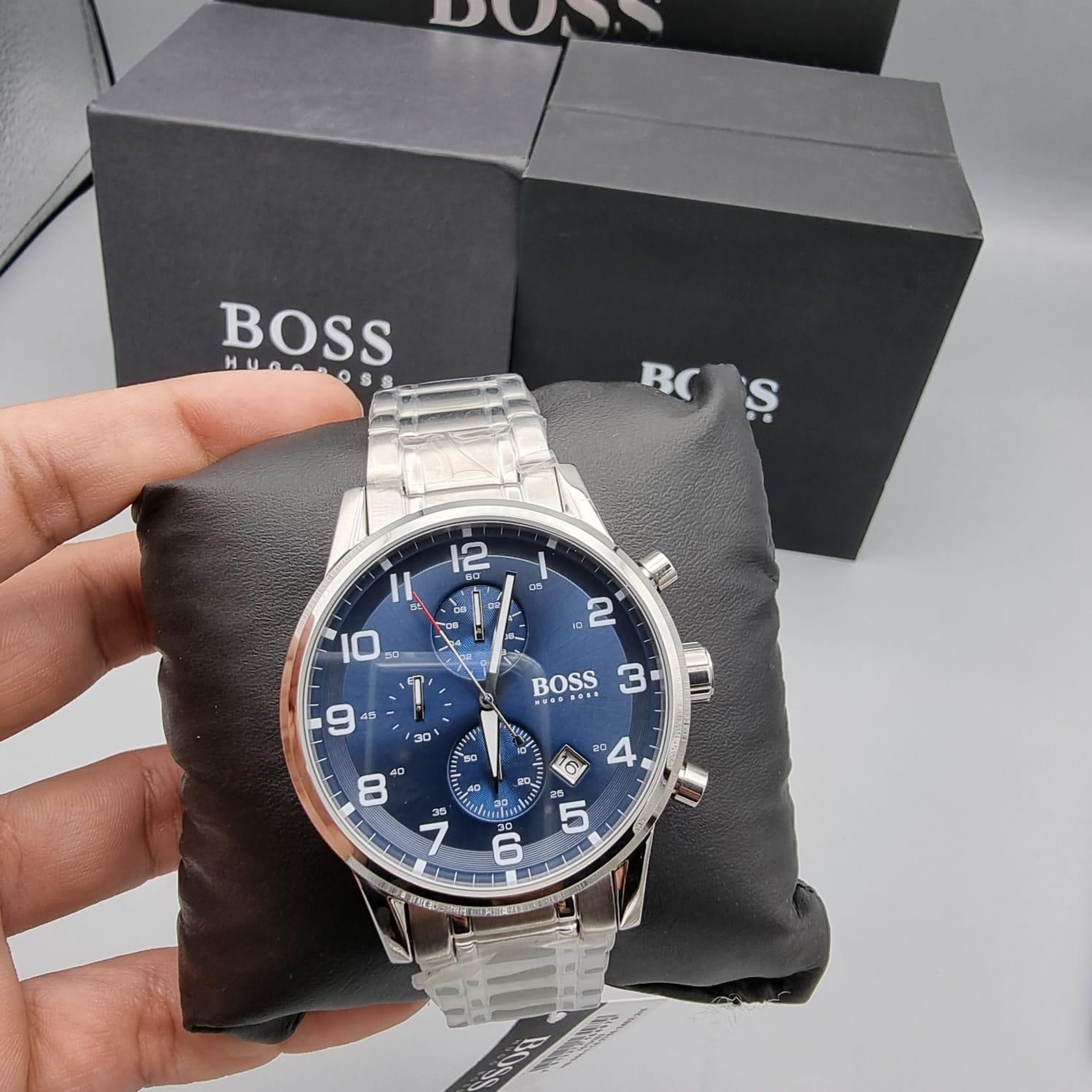 Hugo Boss Aeroliner Blue Dial Silver Steel Strap Watch for Men - 1513183 Watches Hugo Boss   