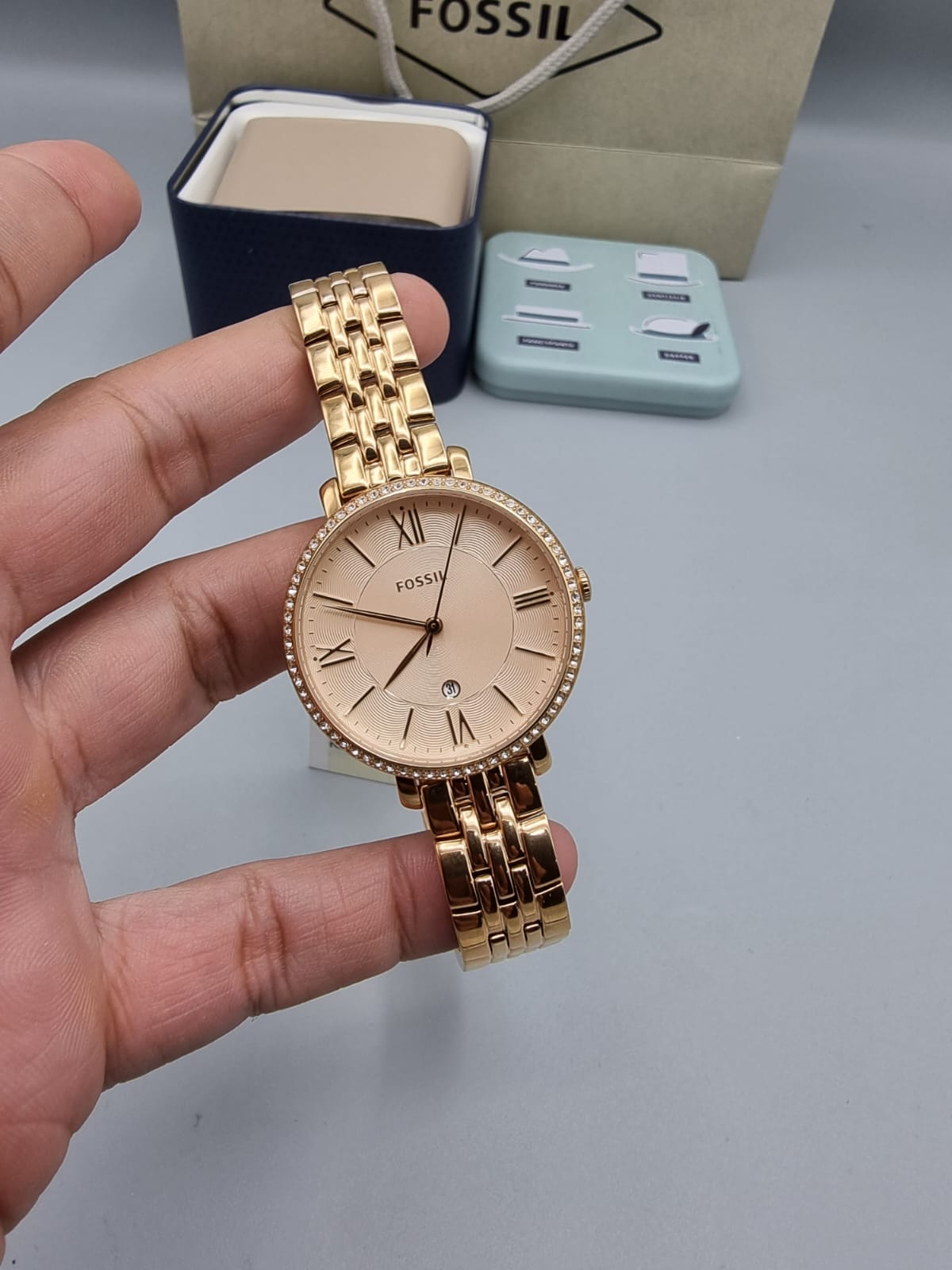 Fossil Jacqueline Rose Gold Dial Rose Gold Steel Strap Watch for Women - ES3632 Watches Fossil   