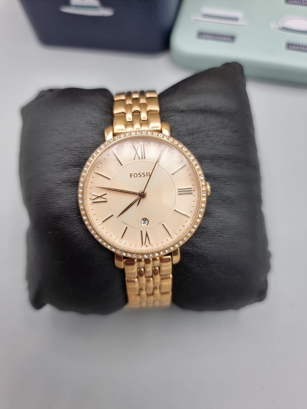 Fossil Jacqueline Rose Gold Dial Rose Gold Steel Strap Watch for Women - ES3632 Watches Fossil   