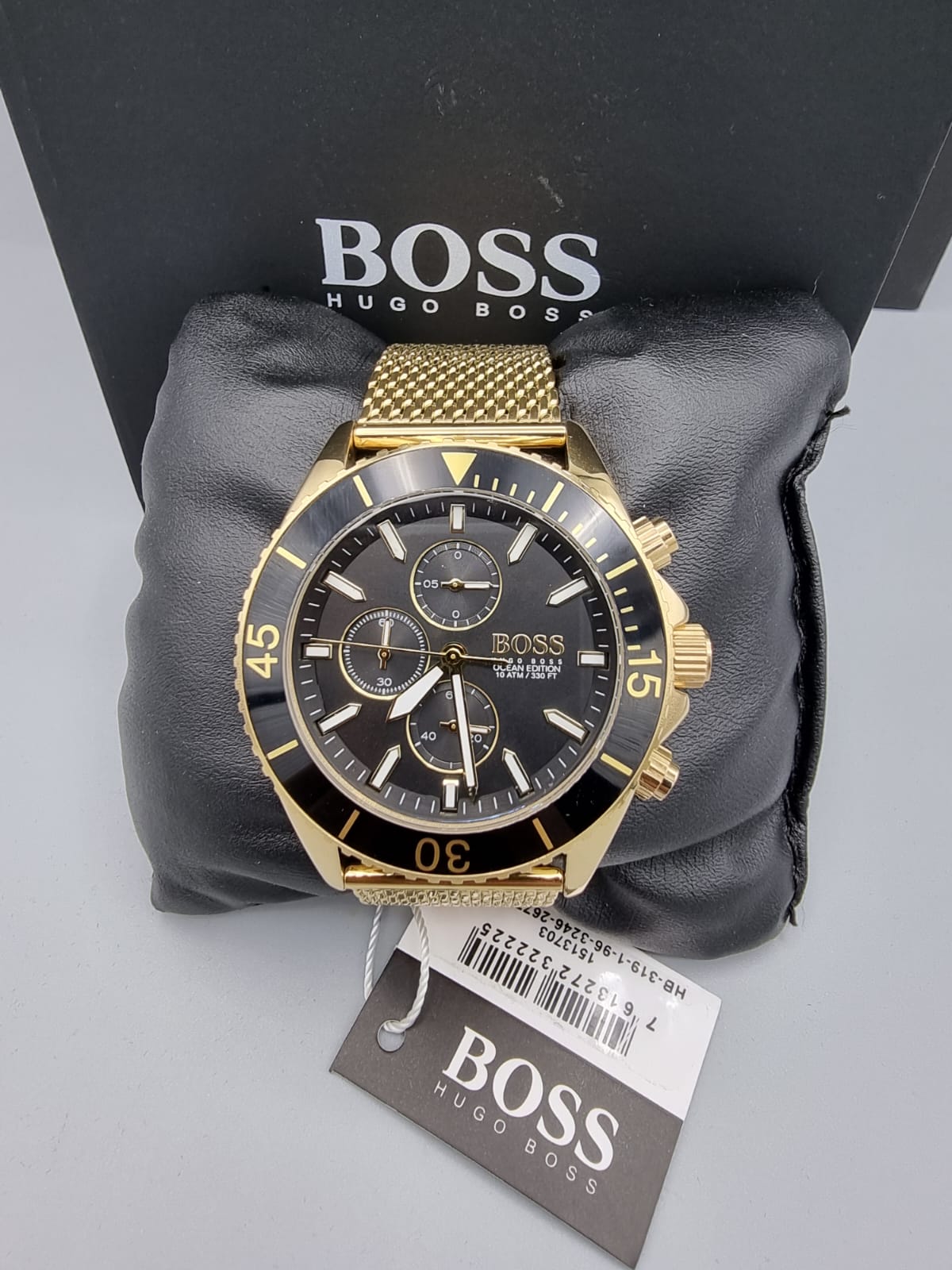 Hugo Boss Ocean Edition Black Dial Gold Mesh Bracelet Watch for Men - 1513703 Watches Hugo Boss   