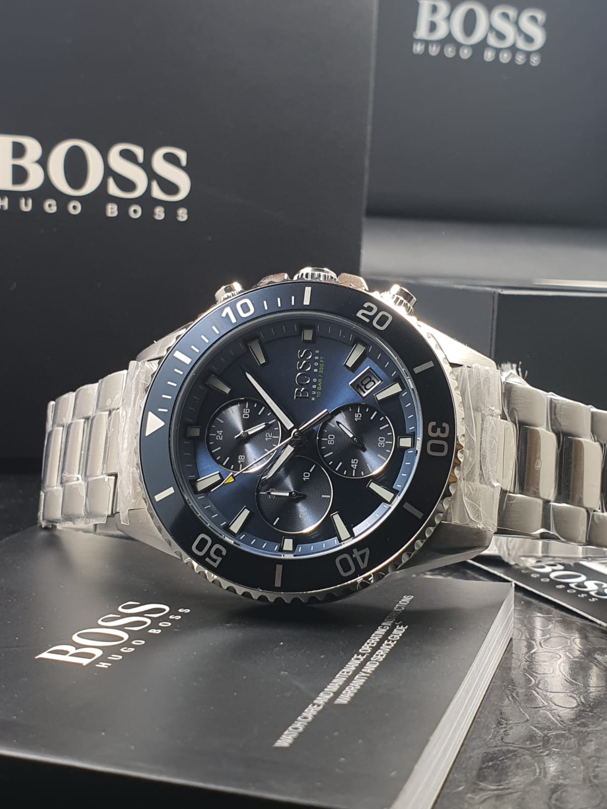 Hugo Boss Admiral Blue Dial Silver Steel Strap Watch for Men - 1513907 Watches Hugo Boss   