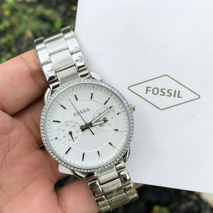 Fossil Jacqueline White Dial Silver Steel Strap Watch for Women - ES3631 Watches Fossil   