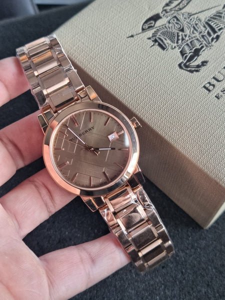 Burberry The City White Dial Rose Gold Stainless Steel Strap Watch for Women - BU9004 Watches Burberry   