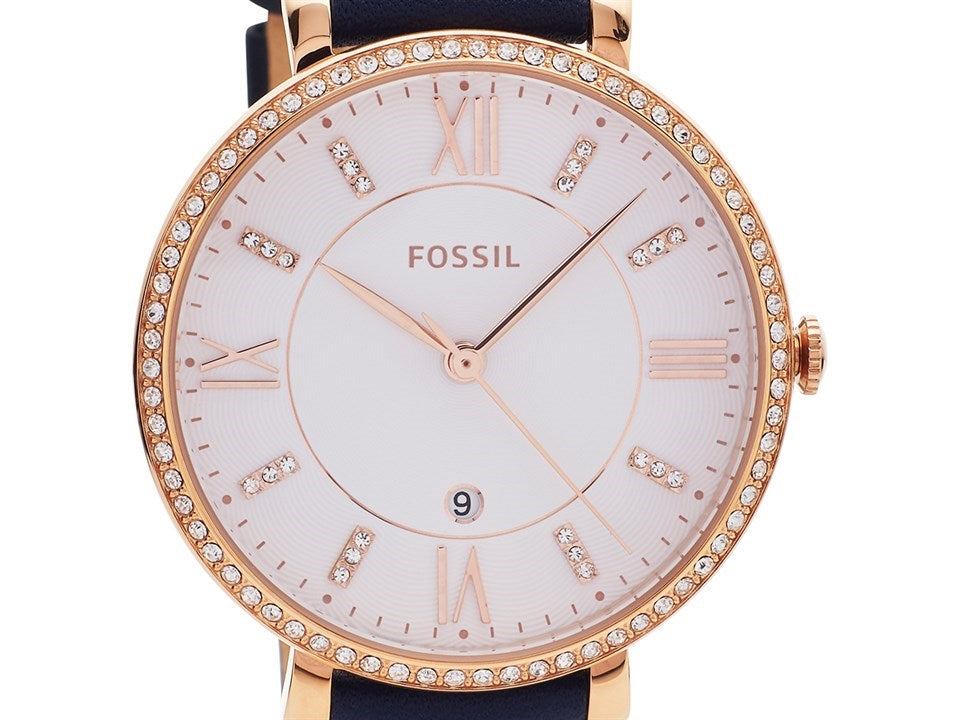 Fossil Jacqueline White Dial Blue Leather Strap Watch for Women - ES4291 Watches Fossil   
