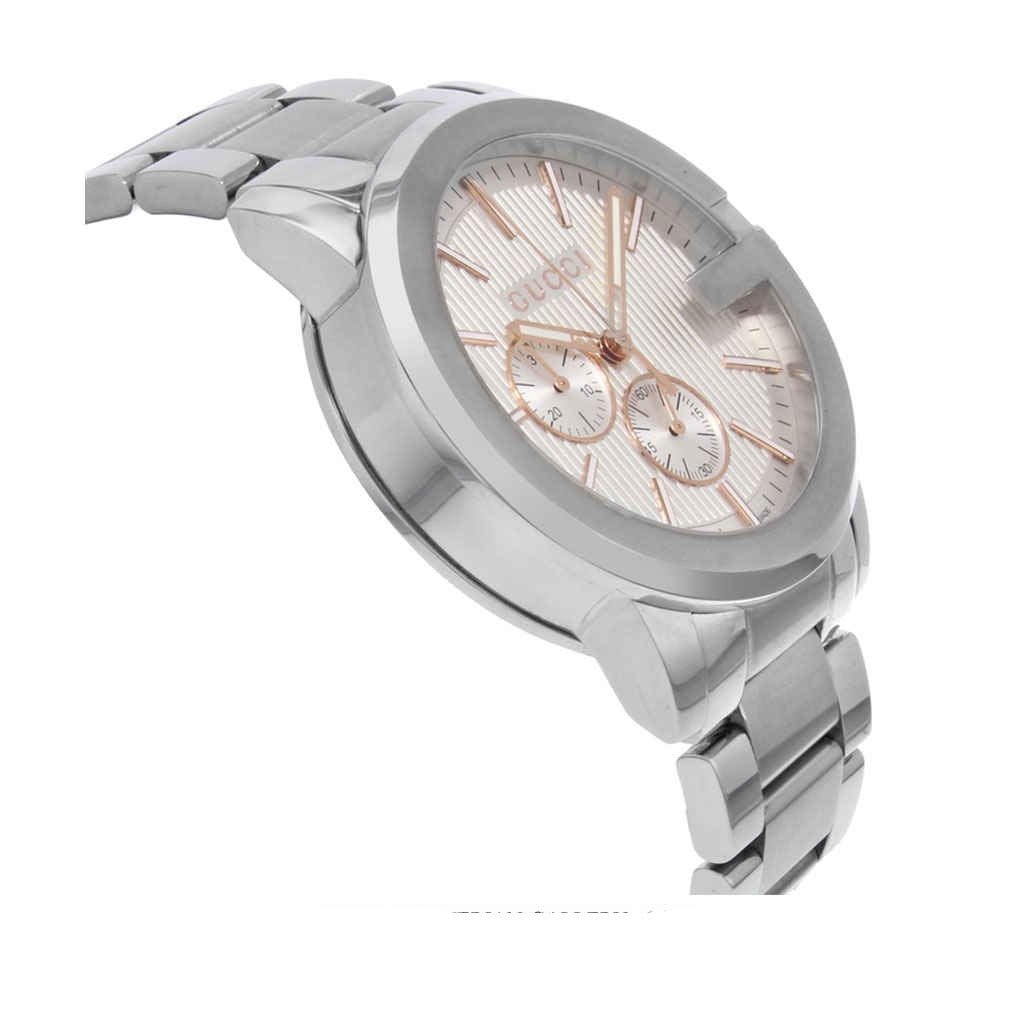 Gucci G Chrono Chronograph Silver Dial Silver Steel Strap Watch For Men - YA101201 Watches Gucci   