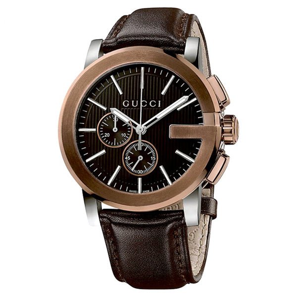 Gucci G Chrono Black Dial Black Leather Strap Watch For Men - YA101202 Watches Gucci   