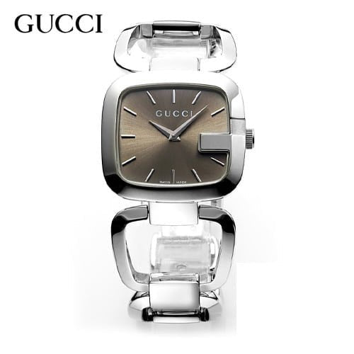 Gucci G Brown Square Brown Dial Silver Steel Strap Watch For Women - YA125402 Watches Gucci   