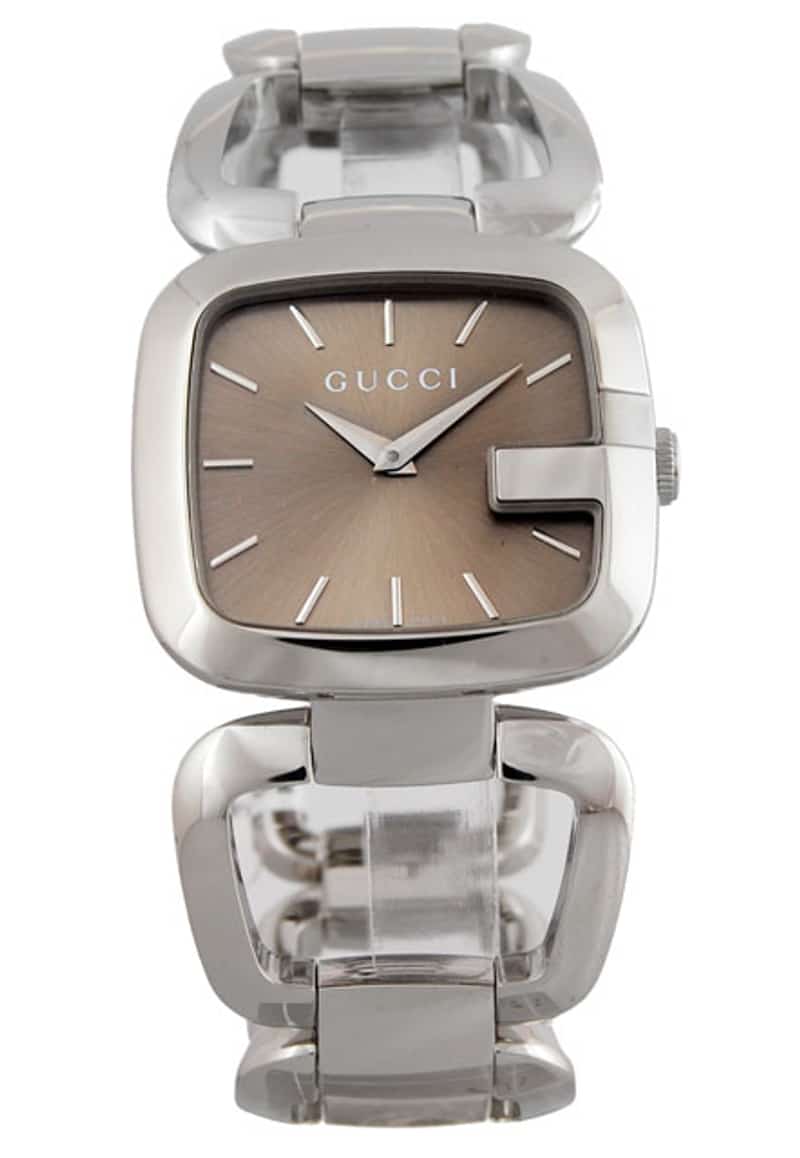 Gucci G Brown Square Brown Dial Silver Steel Strap Watch For Women - YA125402 Watches Gucci   