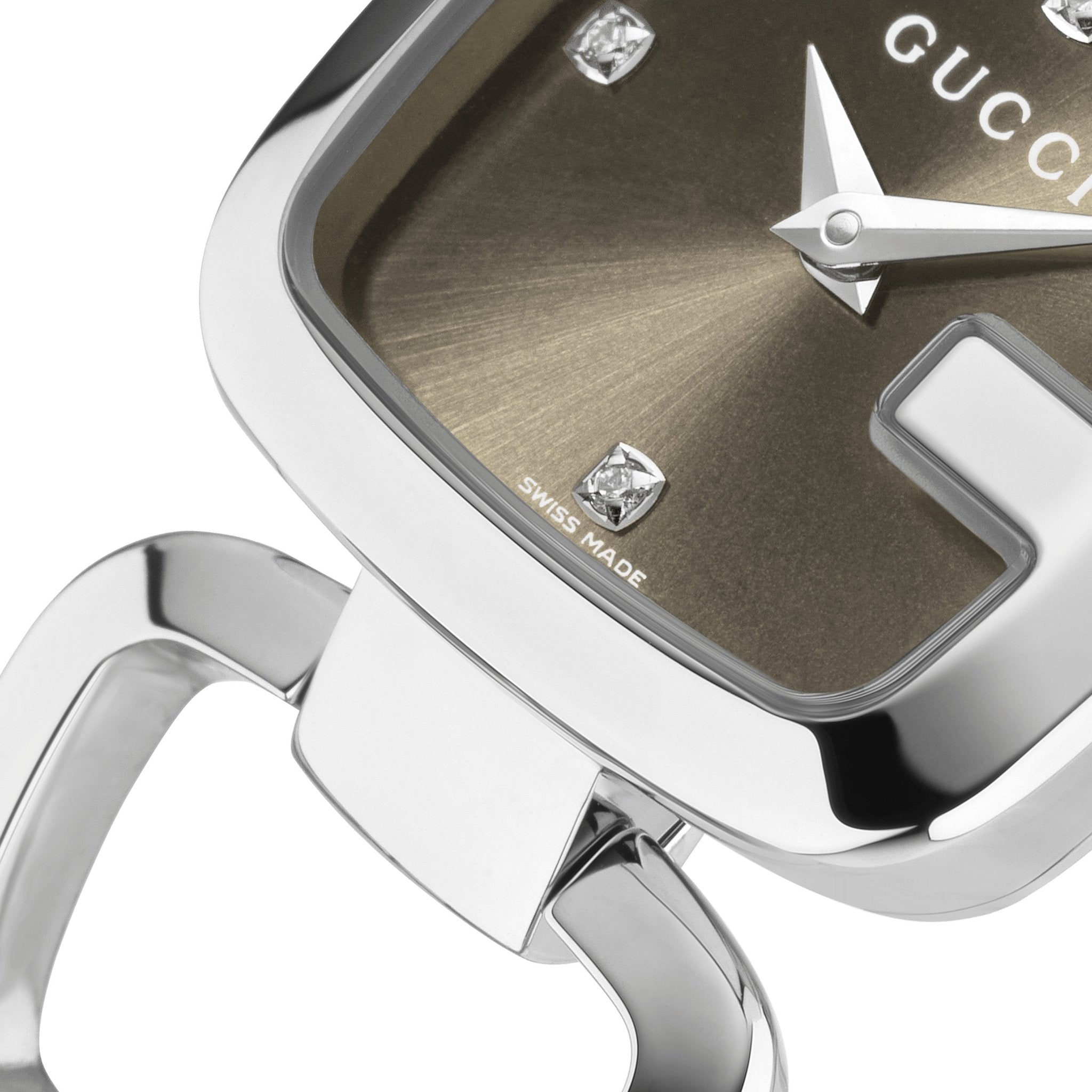 Gucci G Gucci Brown Dial Silver Steel Strap Watch For Women - YA125503 Watches Gucci   