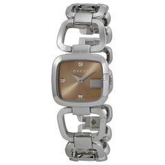 Gucci G Gucci Brown Dial Silver Steel Strap Watch For Women - YA125503 Watches Gucci   