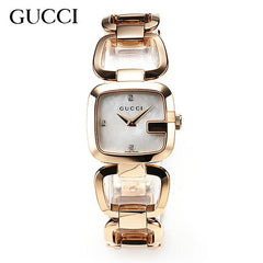 Gucci G Gucci Diamonds Mother of Pearl Dial Yellow Gold Steel Strap Watch For Women - YA125513 Watches Gucci   