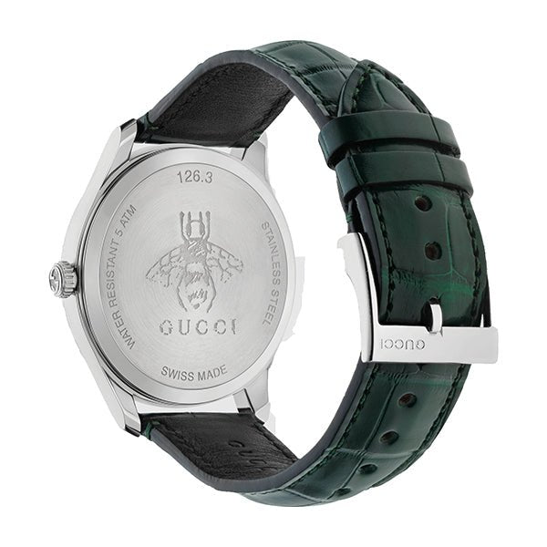 Gucci G-Timeless Black Dial Green Leather Strap Unisex Watch - YA126326 Watches Gucci   