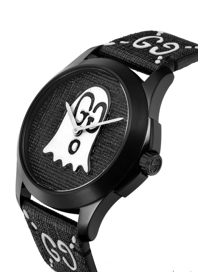 Gucci G Timeless Ghost Motif Black DIal Watch For Men - YA1264018 Watches Gucci   