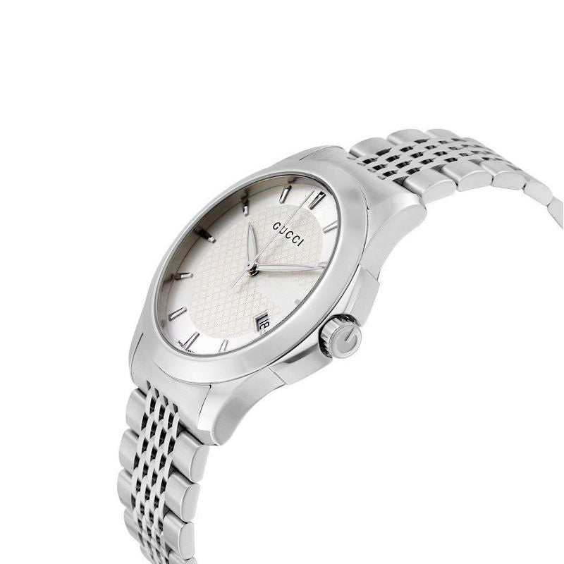 Gucci G Timeless Silver Dial Silver Steel Strap Watch For Men - YA126401 Watches Gucci   