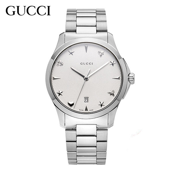 Gucci G Timeless White Dial Silver Steel Strap Watch For Women - YA1264028A Watches Gucci   