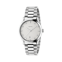 Gucci G Timeless White Dial Silver Steel Strap Watch For Women - YA1264028A Watches Gucci   