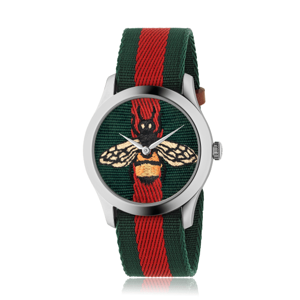 Gucci Le Marche des Merveilles Red & Green Dial Red & Green Nylon Strap Unisex Watch - YA1264060 Watches Gucci   