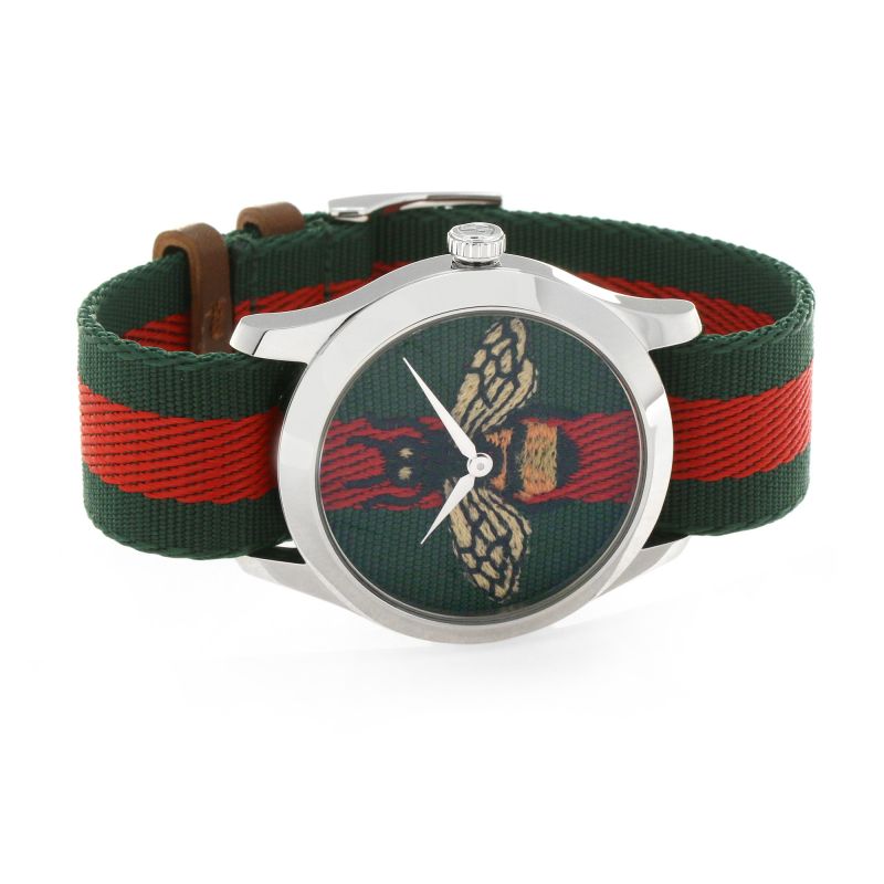 Gucci Le Marche des Merveilles Red & Green Dial Red & Green Nylon Strap Unisex Watch - YA1264060 Watches Gucci   