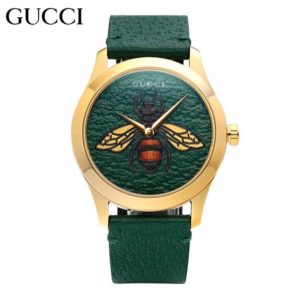 Gucci G Timeless Bee Green Dial Green Leather Strap Watch For Women - YA1264065 Watches Gucci   